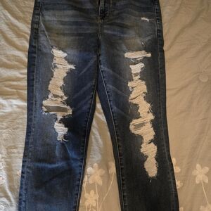 Distressed Blue Jeans